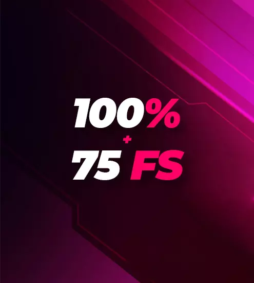 На 1-й депозит - 100% + 75 FS