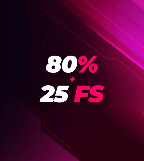 На 2-й депозит - 80% + 25 FS